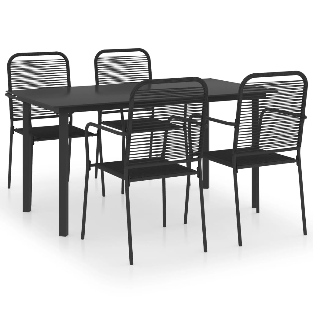 vidaXL Patio Dining Set Black Glass and Steel Seat 3/5/7/9 Piece Multi Sizes-35