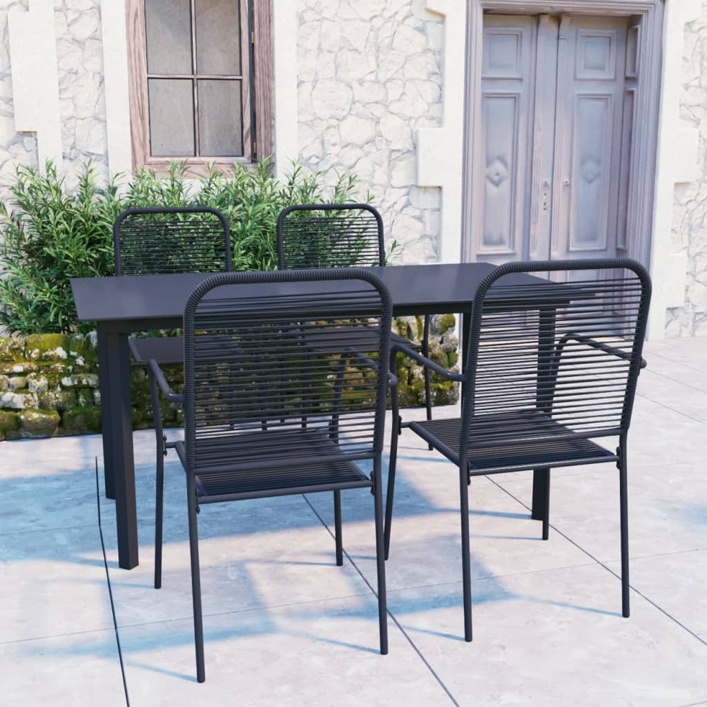 vidaXL Patio Dining Set Black Glass and Steel Seat 3/5/7/9 Piece Multi Sizes-30