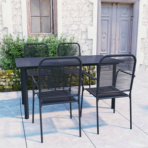 vidaXL Patio Dining Set Black Glass and Steel Seat 3/5/7/9 Piece Multi Sizes-30