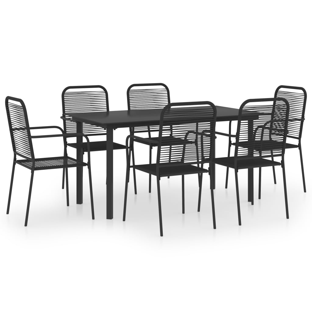 vidaXL Patio Dining Set Black Glass and Steel Seat 3/5/7/9 Piece Multi Sizes-2