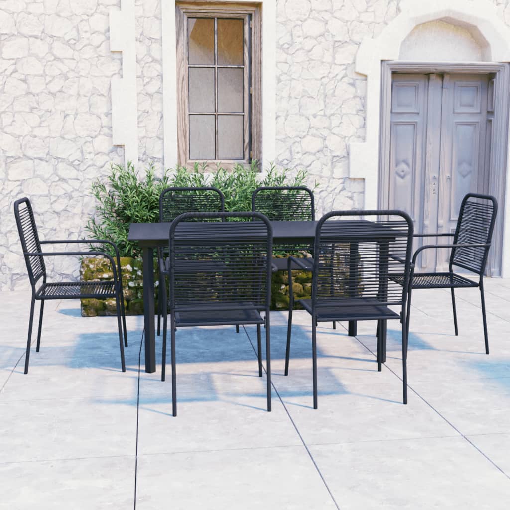 vidaXL Patio Dining Set Black Glass and Steel Seat 3/5/7/9 Piece Multi Sizes-45