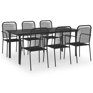 vidaXL Patio Dining Set Black Glass and Steel Seat 3/5/7/9 Piece Multi Sizes-17