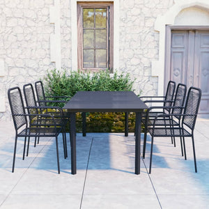 vidaXL Patio Dining Set Black Glass and Steel Seat 3/5/7/9 Piece Multi Sizes-12