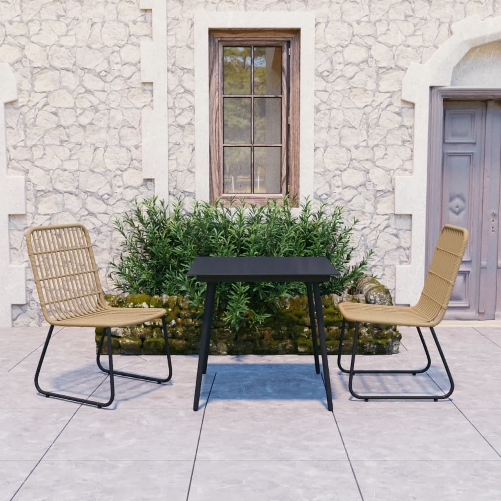 vidaXL Patio Dining Set Seat Black/Oak and Black 3/5/7/9 Piece Multi Sizes-2