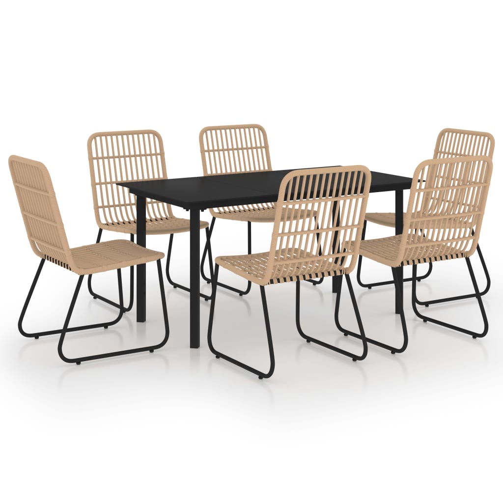 vidaXL Patio Dining Set Seat Black/Oak and Black 3/5/7/9 Piece Multi Sizes-4