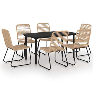 vidaXL Patio Dining Set Seat Black/Oak and Black 3/5/7/9 Piece Multi Sizes-4