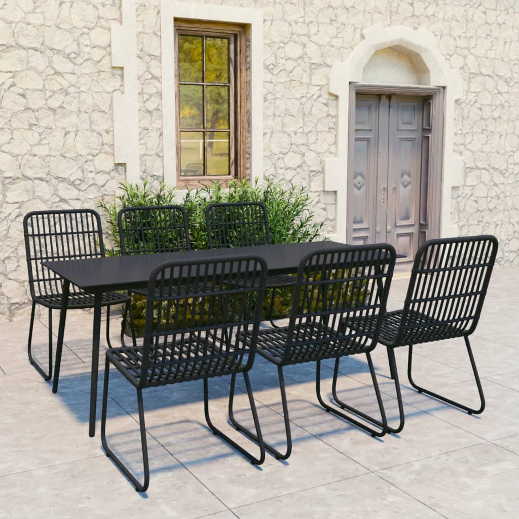 vidaXL Patio Dining Set Seat Black/Oak and Black 3/5/7/9 Piece Multi Sizes-5