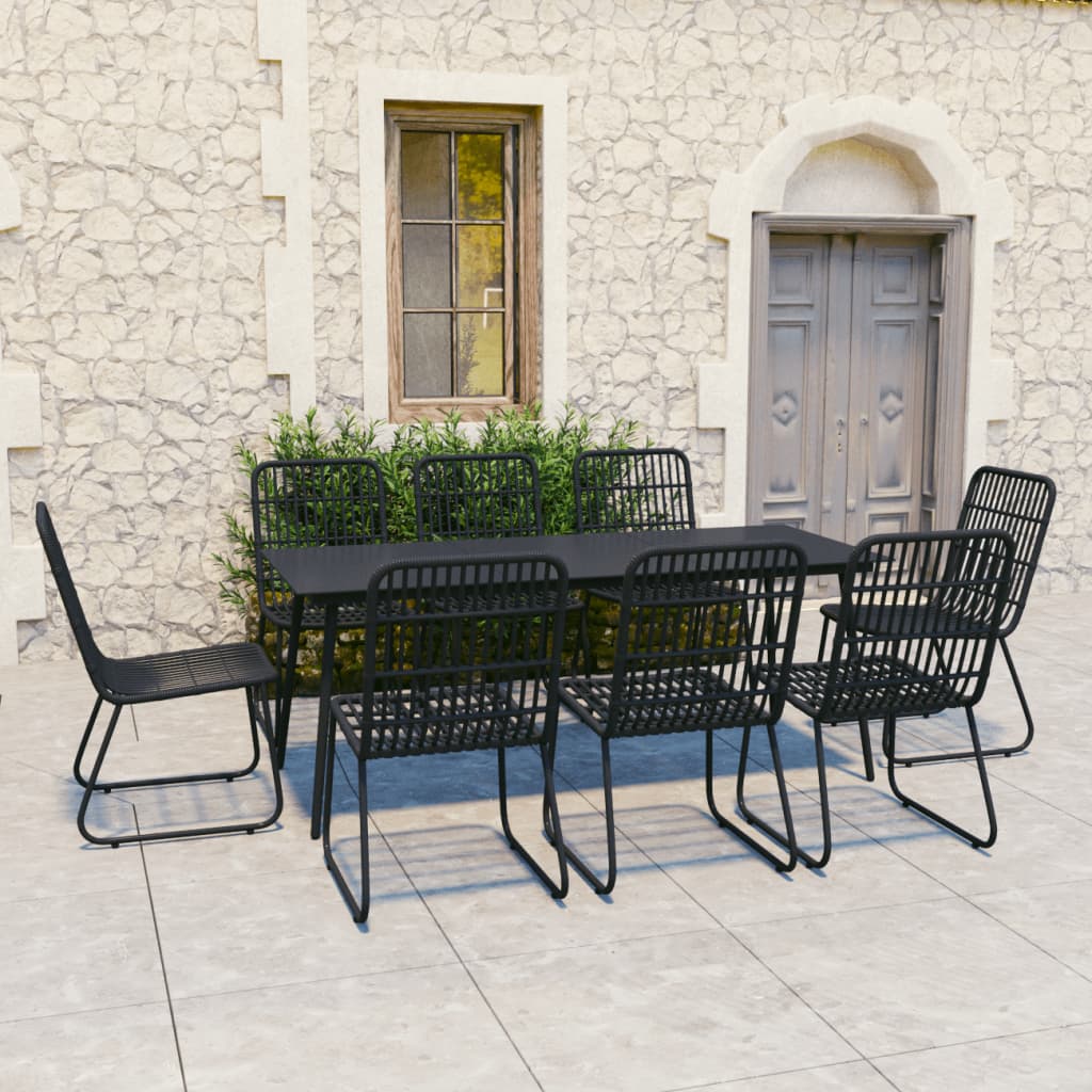 vidaXL Patio Dining Set Seat Black/Oak and Black 3/5/7/9 Piece Multi Sizes-29