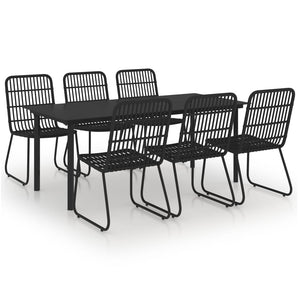 vidaXL Patio Dining Set Seat Black/Oak and Black 3/5/7/9 Piece Multi Sizes-9