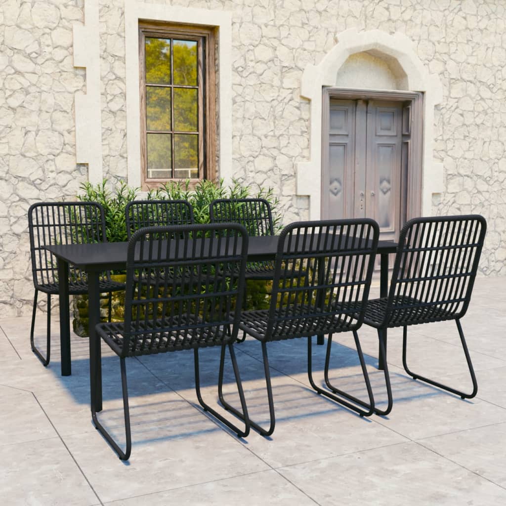 vidaXL Patio Dining Set Seat Black/Oak and Black 3/5/7/9 Piece Multi Sizes-1