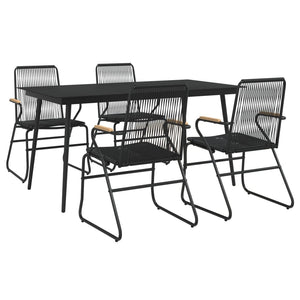 vidaXL Patio Dining Set Conversation Set with Coffee Table Black PVC Rattan-1