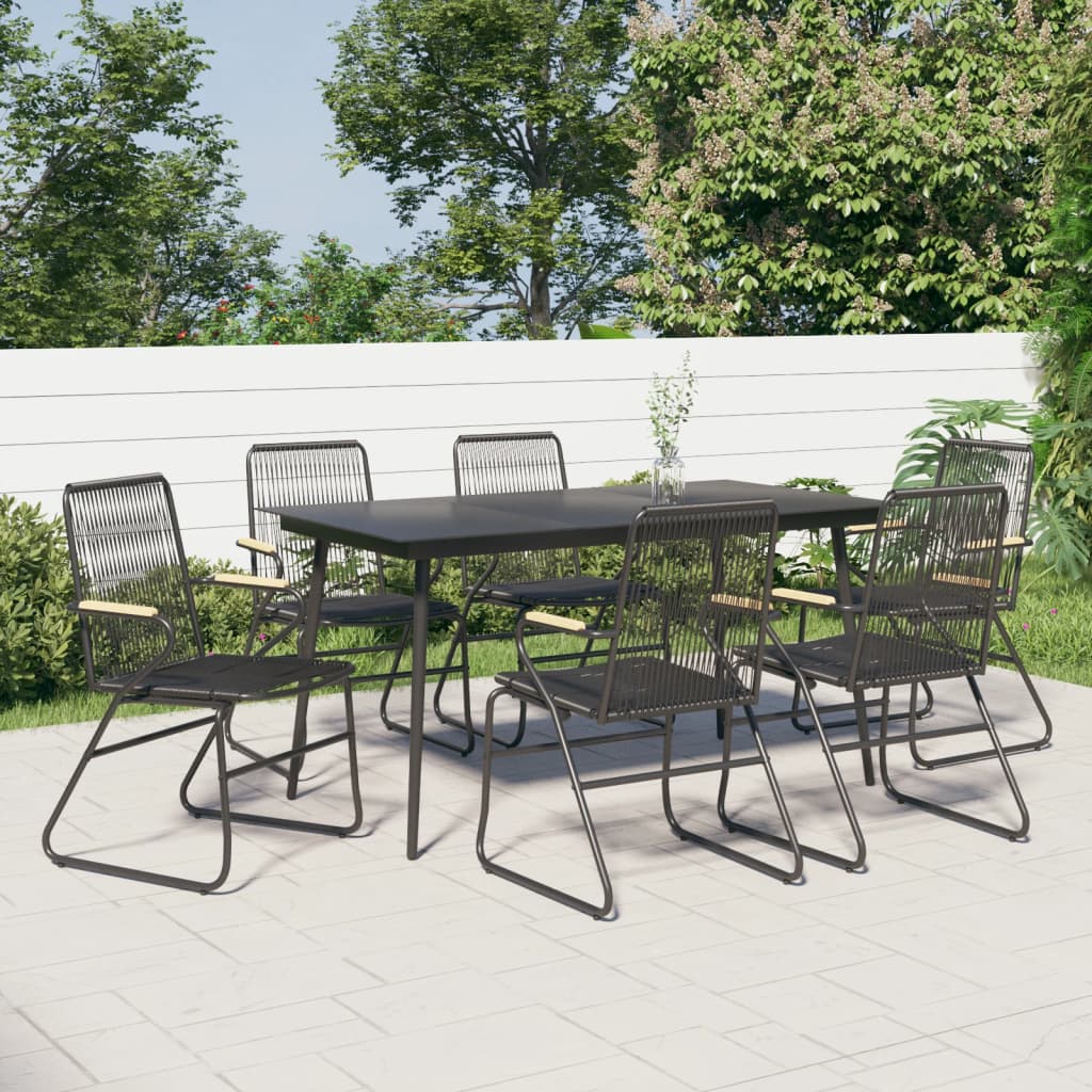 vidaXL Patio Dining Set Conversation Set with Coffee Table Black PVC Rattan-6