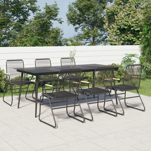 vidaXL 7 Piece Patio Dining Set Black PVC Rattan-5