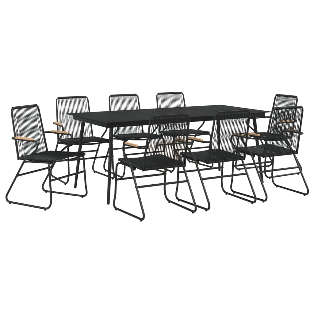 vidaXL 7 Piece Patio Dining Set Black PVC Rattan-4