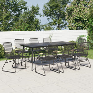 vidaXL 7 Piece Patio Dining Set Black PVC Rattan-6