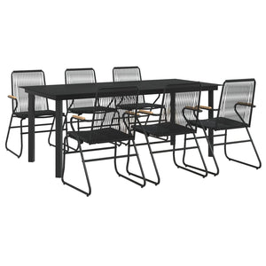 vidaXL 7 Piece Patio Dining Set Black PVC Rattan-0