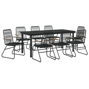 vidaXL 7 Piece Patio Dining Set Black PVC Rattan-10