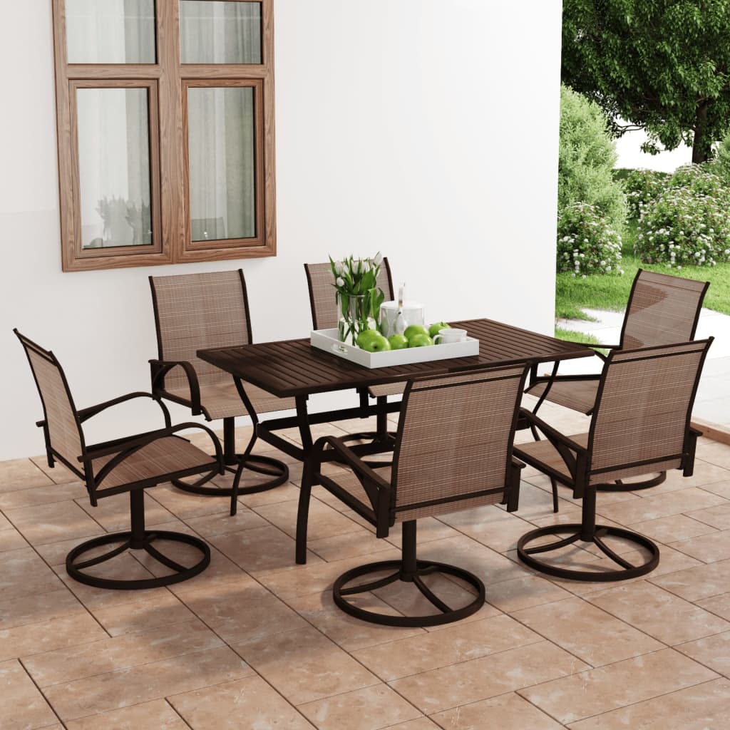 vidaXL Garden Dining Set 3/5 Pieces Textilene and Steel Outdoor Patio Dinner-7