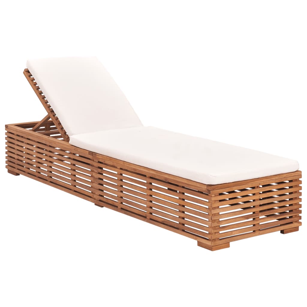 vidaXL Patio Lounge Chair Outdoor Chair Sunlounger with Cushion Solid Teak-0