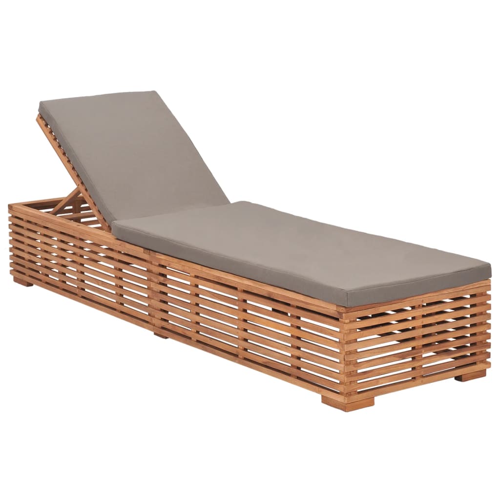 vidaXL Patio Lounge Chair Outdoor Chair Sunlounger with Cushion Solid Teak-4