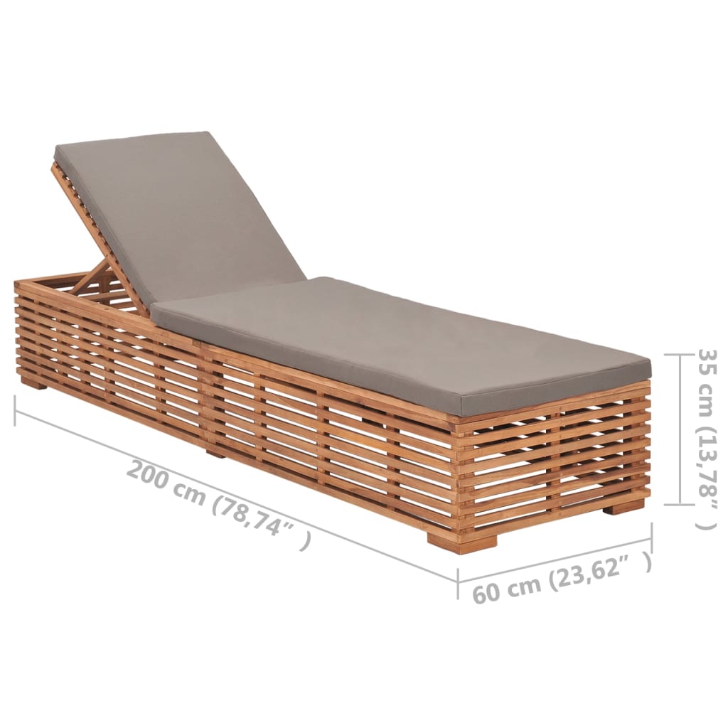 vidaXL Patio Lounge Chair Outdoor Chair Sunlounger with Cushion Solid Teak-7