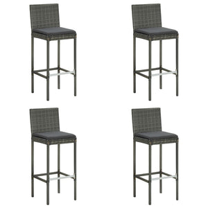 vidaXL Patio Bar Set Patio Bar Table and Stools with Cushions Poly Rattan-12