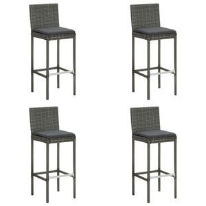 vidaXL Patio Bar Set Patio Bar Table and Stools with Cushions Poly Rattan-61