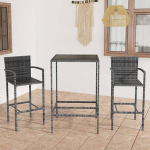 vidaXL Patio Bar Set Bar Table and Stools Patio Furniture Set Poly Rattan-42
