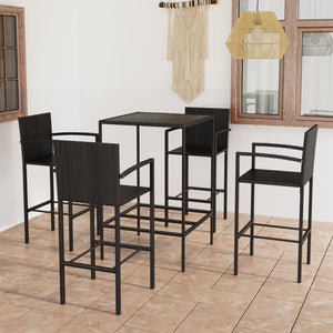 vidaXL Patio Bar Set Bar Table and Stools Patio Furniture Set Poly Rattan-1