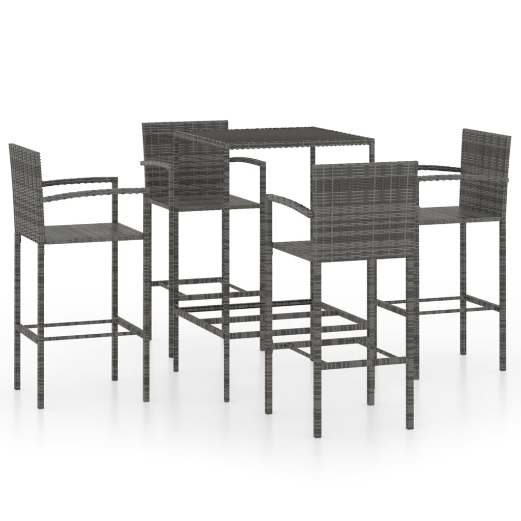 vidaXL Patio Bar Set Bar Table and Stools Patio Furniture Set Poly Rattan-28