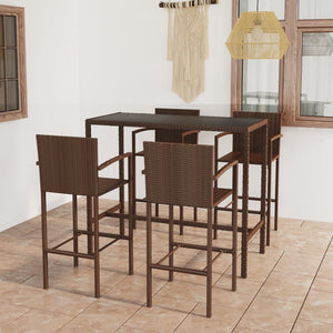 vidaXL Patio Bar Set Bar Table and Stools Patio Furniture Set Poly Rattan-11