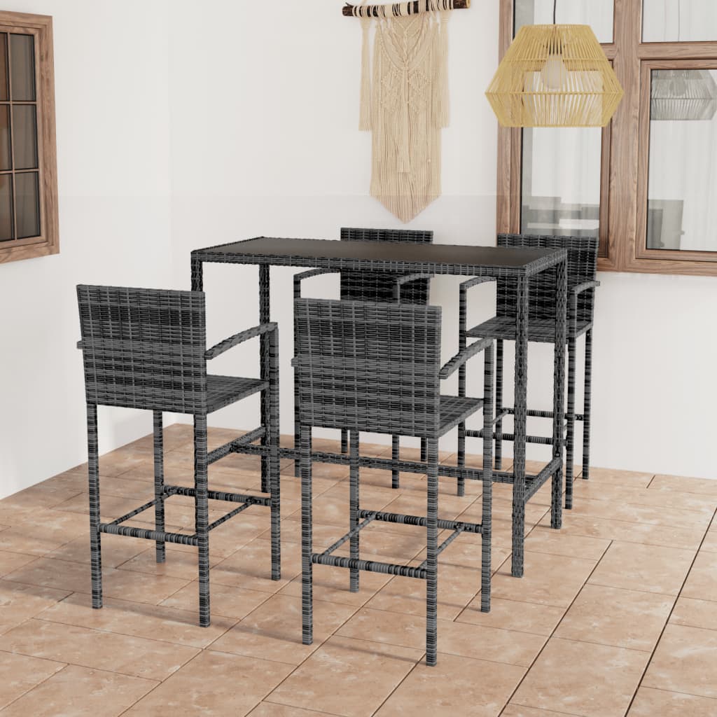 vidaXL Patio Bar Set Bar Table and Stools Patio Furniture Set Poly Rattan-21