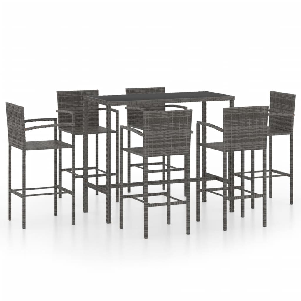 vidaXL Patio Bar Set Bar Table and Stools Patio Furniture Set Poly Rattan-17