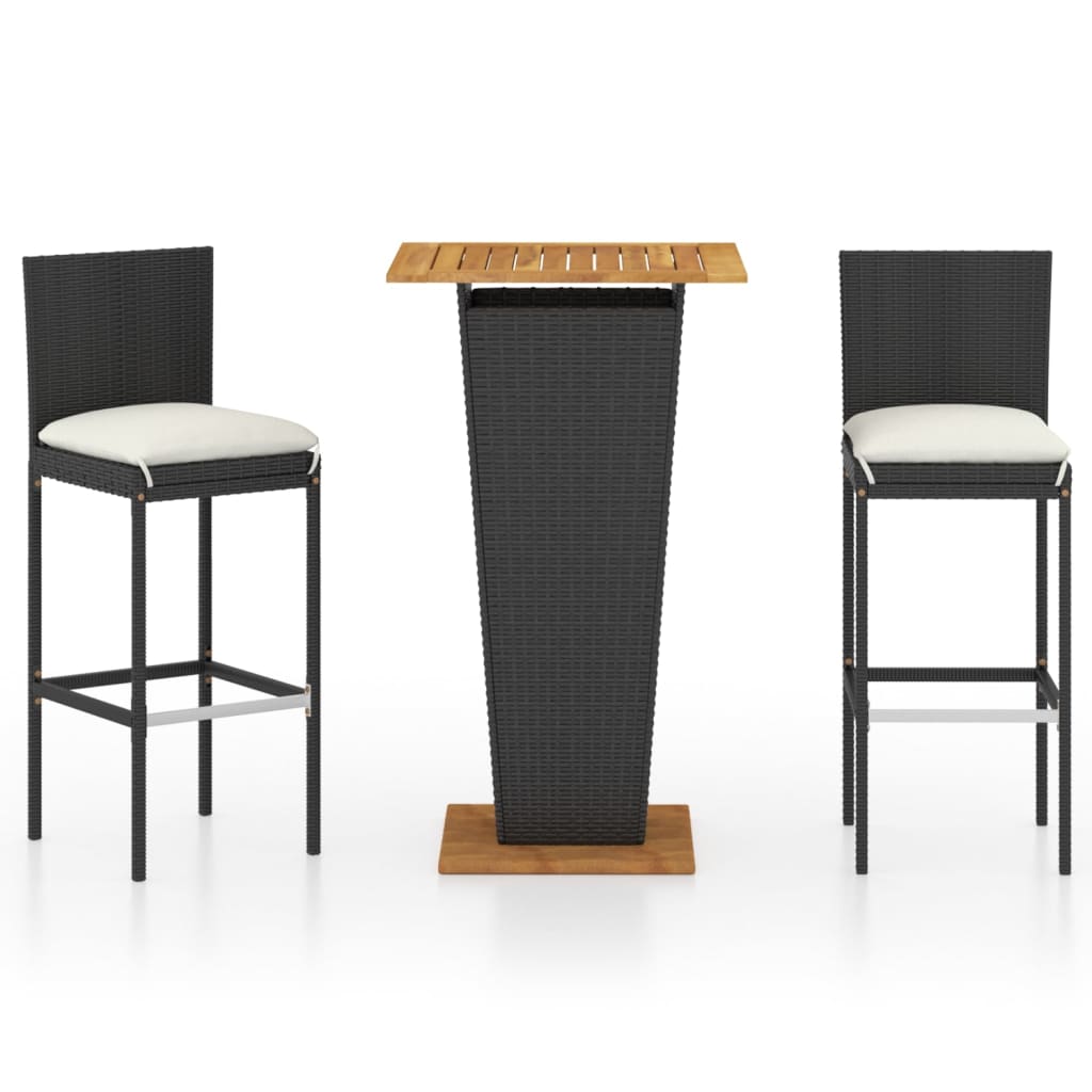 vidaXL Patio Bar Set Seating 3/5/9 Piece Black/Gray 23.6"/31.5" Table Length-6