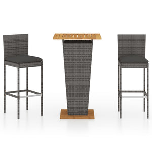 vidaXL Patio Bar Set Seating 3/5/9 Piece Black/Gray 23.6"/31.5" Table Length-24