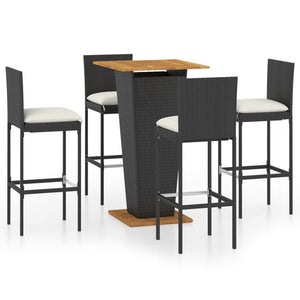 vidaXL Patio Bar Set Seating 3/5/9 Piece Black/Gray 23.6"/31.5" Table Length-40