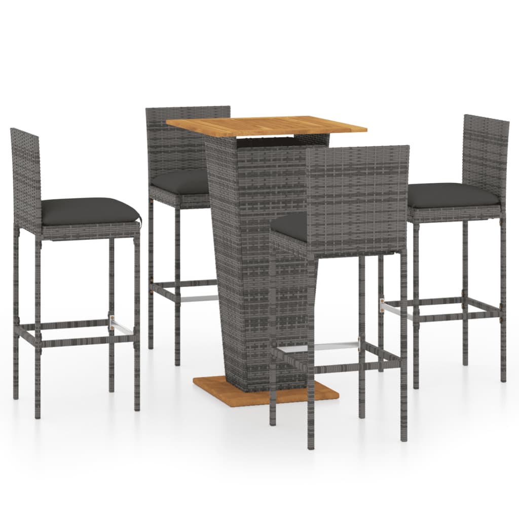 vidaXL Patio Bar Set Seating 3/5/9 Piece Black/Gray 23.6"/31.5" Table Length-3