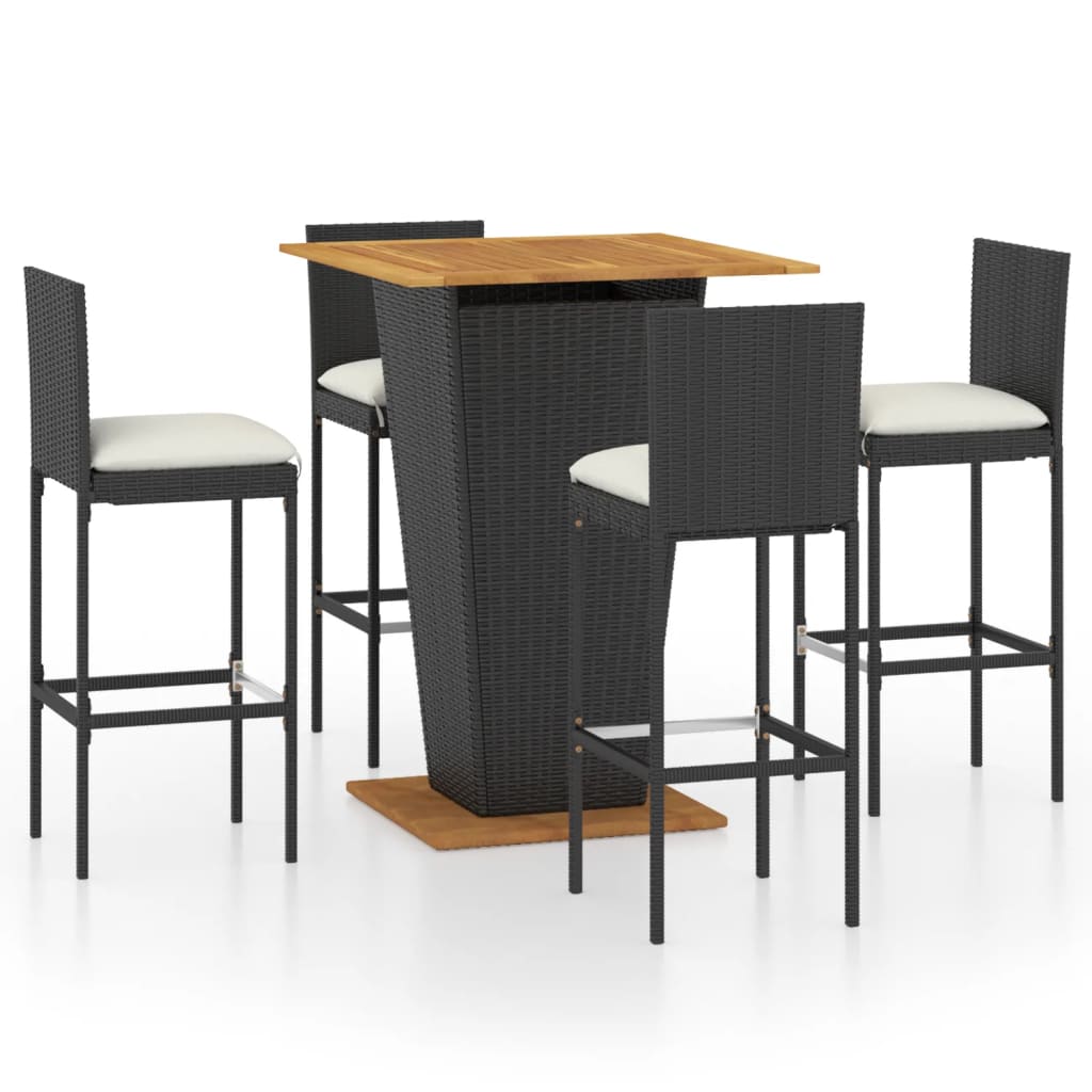vidaXL Patio Bar Set Seating 3/5/9 Piece Black/Gray 23.6"/31.5" Table Length-21