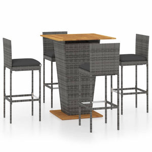 vidaXL Patio Bar Set Seating 3/5/9 Piece Black/Gray 23.6"/31.5" Table Length-37