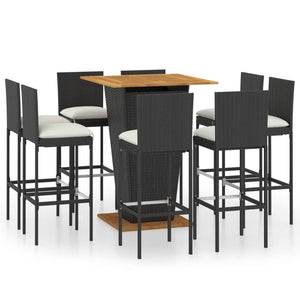 vidaXL Patio Bar Set Seating 3/5/9 Piece Black/Gray 23.6"/31.5" Table Length-52