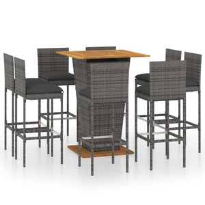 vidaXL Patio Bar Set Seating 3/5/9 Piece Black/Gray 23.6"/31.5" Table Length-17
