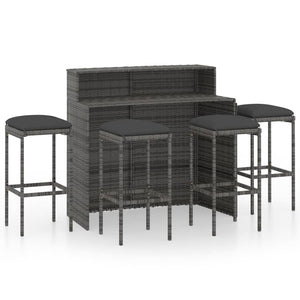 vidaXL Patio Bar Set Bar Table and Stools Patio Furniture Set with Cushions-36