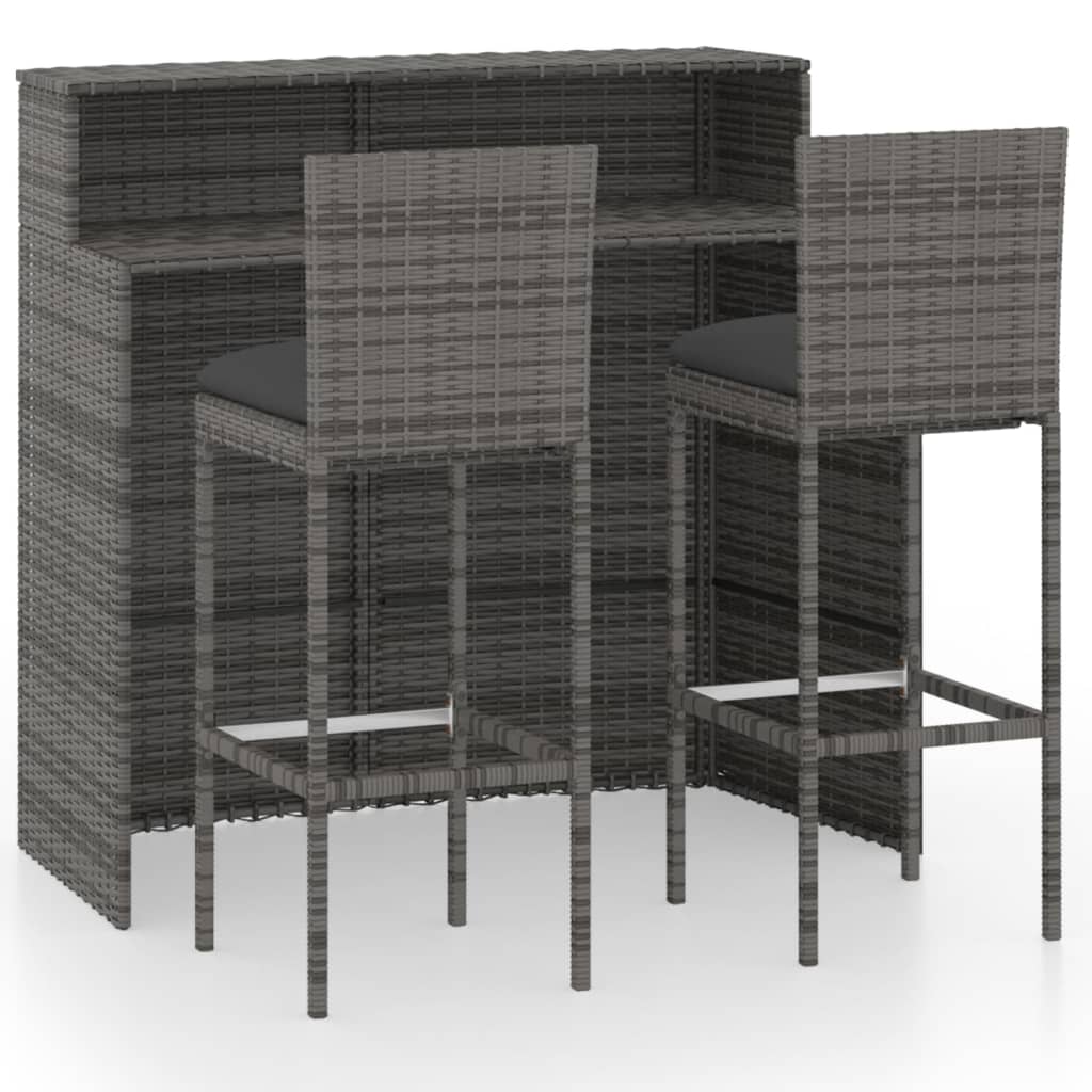 vidaXL Patio Bar Set Bar Table and Stools Patio Furniture Set with Cushions-16