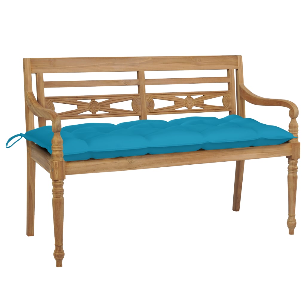 vidaXL Batavia Bench with Anthracite Cushion 59.1" Solid Teak Wood-65