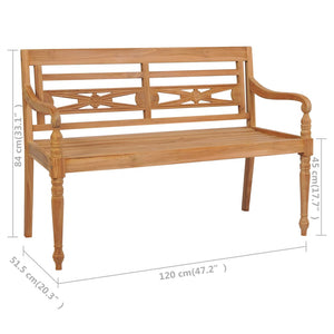 vidaXL Batavia Bench with Anthracite Cushion 59.1" Solid Teak Wood-39