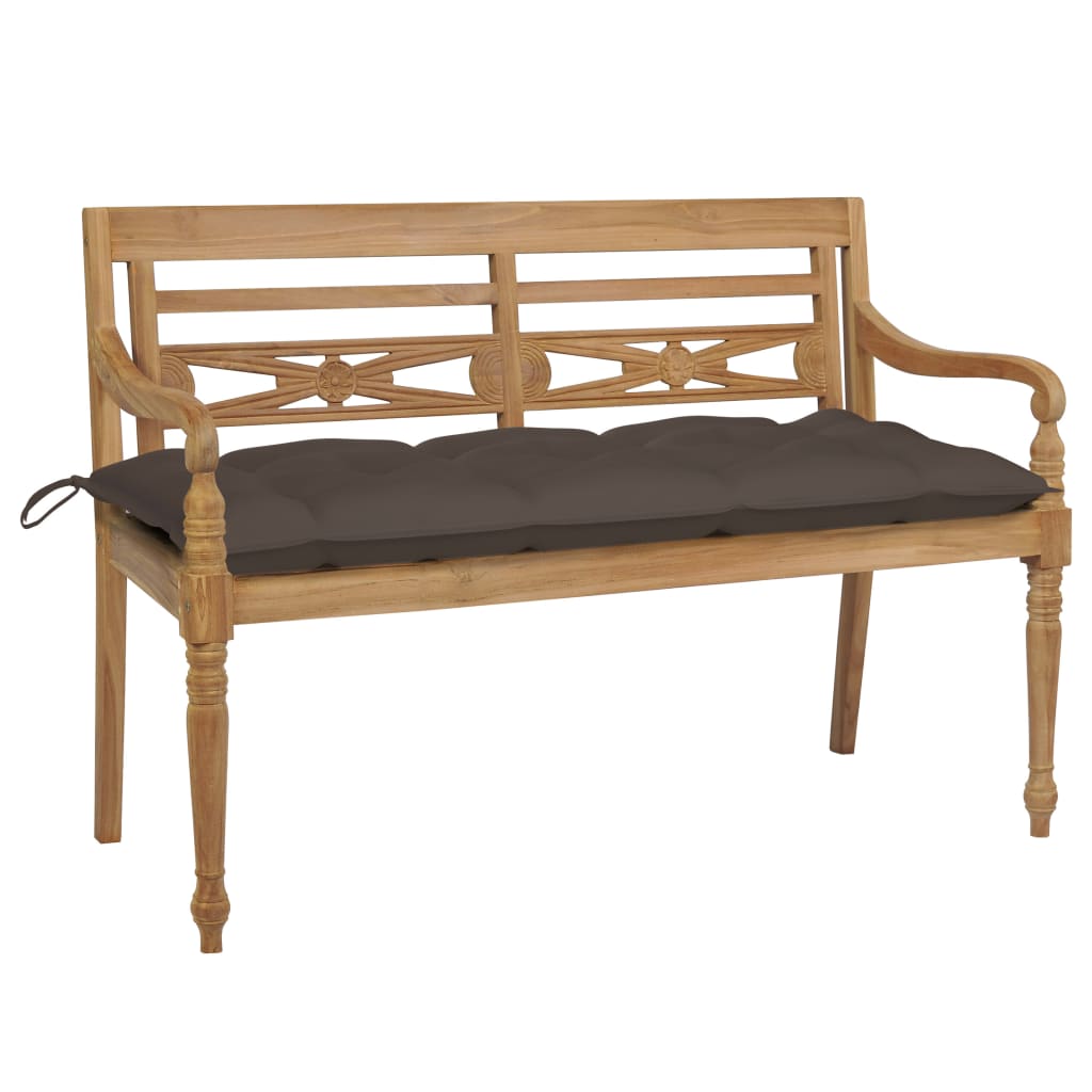 vidaXL Batavia Bench with Anthracite Cushion 59.1" Solid Teak Wood-8