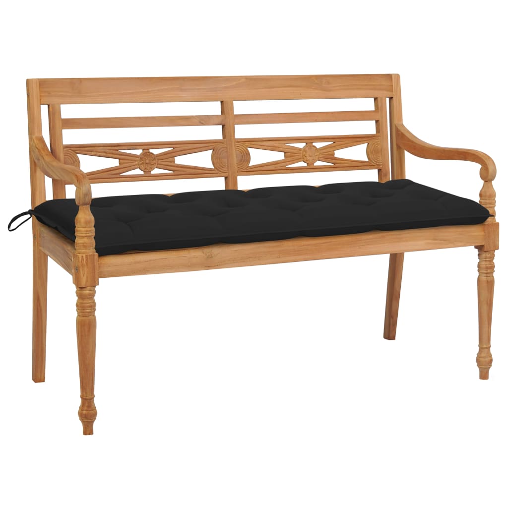 vidaXL Batavia Bench with Anthracite Cushion 59.1" Solid Teak Wood-56