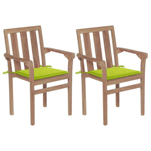 vidaXL 2/4/6/8x Solid Wood Teak Stackable Patio Chair & Cushions Multi Colors-7