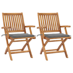 vidaXL Patio Chairs 2 pcs with Anthracite Cushions Solid Teak Wood-16