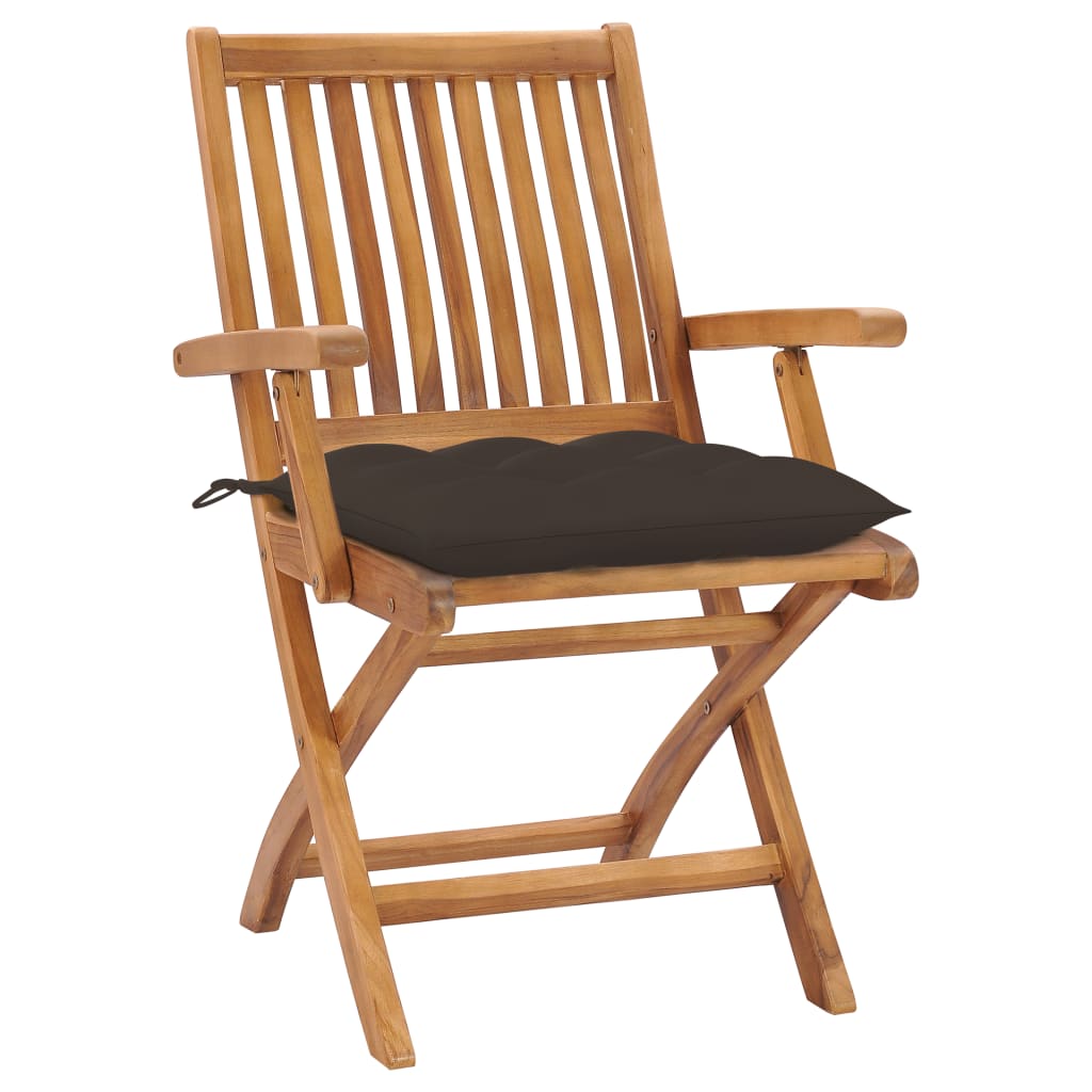 vidaXL Patio Chairs 2 pcs with Taupe Cushions Solid Teak Wood-0